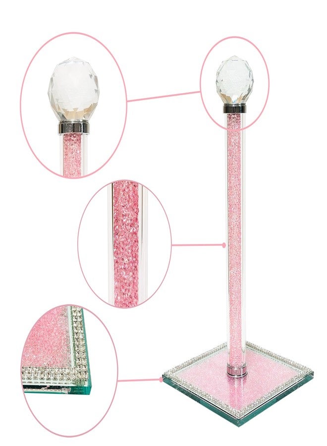 Qiuhome Crystal Paper Towel Holder Countertop Bling Pink Paper Towel Holder Stand - Image 3